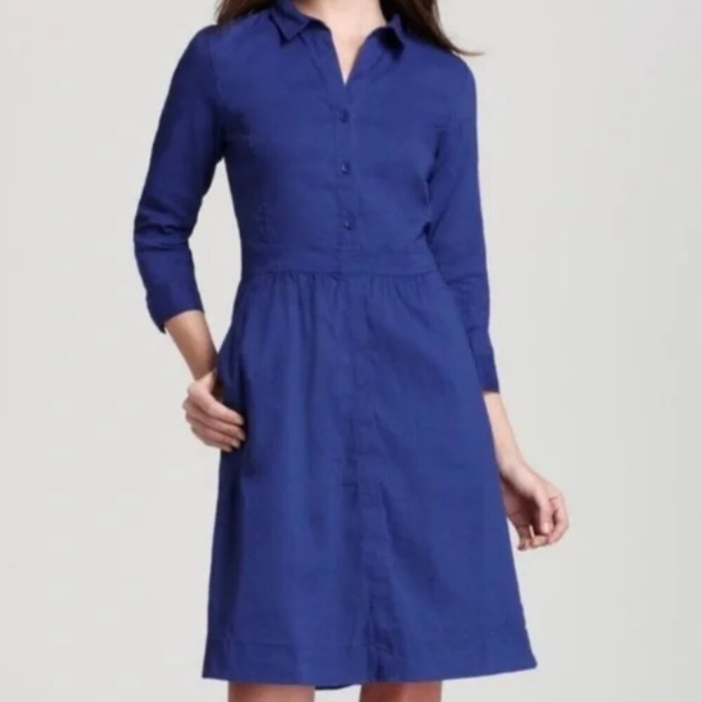 Eileen Fisher Linen Blend Shirt Dress LP